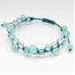 シーブルーカルセドニー×水晶 天然石 編み込みブレスレット