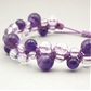 アメジスト×水晶 天然石 編み込みブレスレット