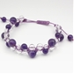 アメジスト×水晶 天然石 編み込みブレスレット