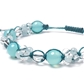 シーブルーカルセドニー×アクアマリン×水晶 天然石 編み込みブレスレット