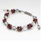 レッドアゲート×オニキス×水晶 天然石 編み込みブレスレット
