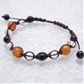 カーネリアン×オニキス×水晶 天然石 編み込みブレスレット