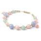 ピンクオパール×ブルーレースアゲート×アクアマリン 天然石 編み込みブレスレット