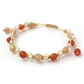 オレンジムーンストーン×カーネリアン×ローズオーラ×水晶 天然石 編み込みブレスレット