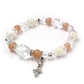 オレンジムーンストーン×マザーオブパール×水晶 天然石 ブレスレット
