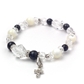 サファイア×マザーオブパール×水晶 天然石 ブレスレット
