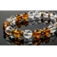 アンバー×水晶×シャンパンカラークォーツ 天然石 ブレスレット