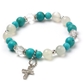 ターコイズ×シルバームーンストーン×水晶 天然石 ブレスレット