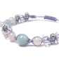 アクアマリン×ローズクォーツ×オーラクォーツ 天然石 編み込みブレスレット