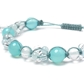 シーブルーカルセドニー×アクアマリン×ミルキークォーツ×水晶 天然石 編み込みブレスレット