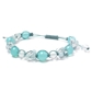 シーブルーカルセドニー×アクアマリン×ミルキークォーツ×水晶 天然石 編み込みブレスレット