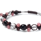 オニキス×インカローズ×レッドタイガーアイ×水晶 天然石 編み込みブレスレット