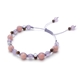ピンクタルク×ラベンダーアメジスト×水晶×タイガーアイ 天然石編み込みブレスレット 
