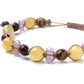 アラゴナイト×タイガーアイ×ラベンダーアメジスト 天然石 編み込みブレスレット