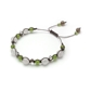 ローズクォーツ×ペリドット×スモーキークォーツ×水晶 天然石編み込みブレスレット 