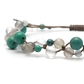 ターコイズ×グレームーンストーン×ミルキークォーツ×アクアマリン 天然石編み込みブレスレット 