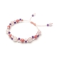 インカローズ×アメジスト×水晶×ローズクォーツ 天然石編み込みブレスレット 