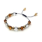 アンバー×シトリン×水晶×オーラクォーツ 天然石 編み込みブレスレット 