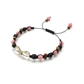 シャンパンカラークォーツ×インカローズ×オニキス×タイガーアイ 天然石編み込みブレスレット 